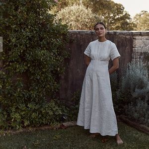 NWT Dissh Jayde natural linen midi dress size 6 (AUS)